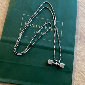 Fitness lover dumbbells stainless steel necklace